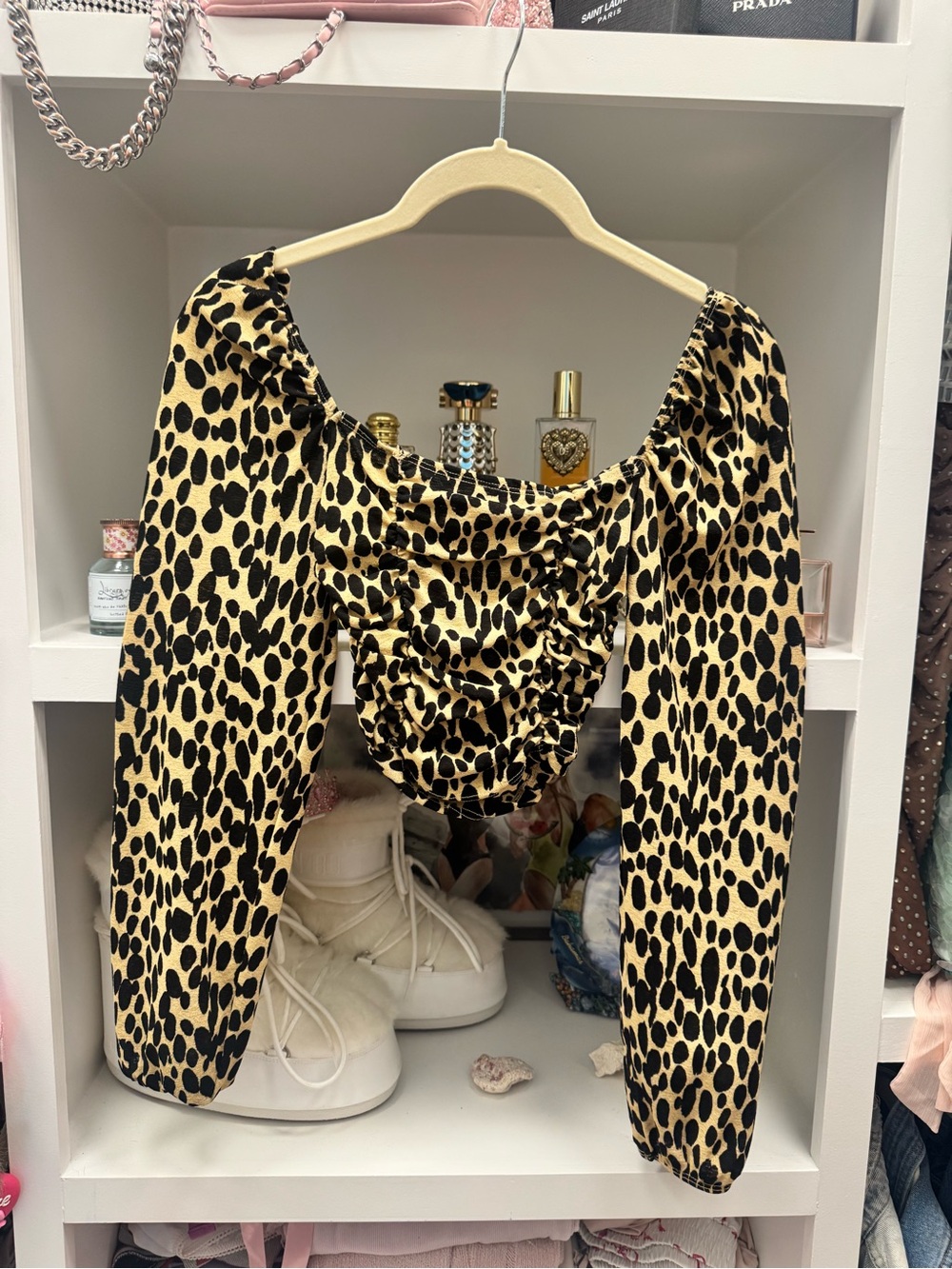 Topshop Leopard Crop Top